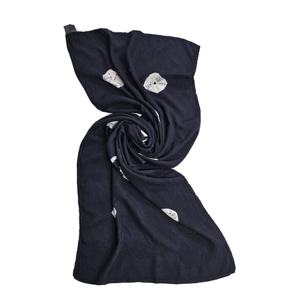 THE AFRICAN VILLAGE Navy Blue Ornament Exclusive Rectangular Scarf - Picture 1 of 3